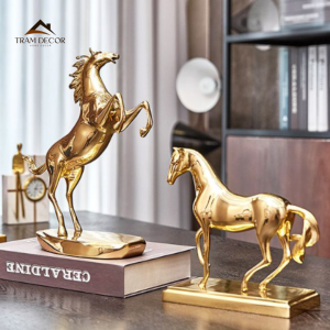 Tượng Ngựa Đồng Mạ Vàng Decor