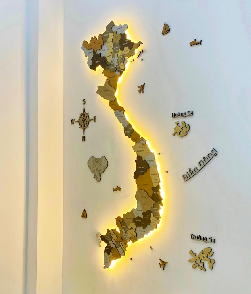 Bản Đồ Việt Nam Gỗ Decor Đèn LED